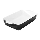 DOWAN front view of 9x13 ceramic casserole dish showing classic black finish and capacity