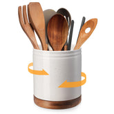 DOWAN front view of rotating utensil holder, tidy countertop access