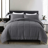 DOWNCOOL front view of queen comforter set showing neat finish and modern style