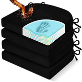 downluxe front view of four black chair cushions showing pack benefit