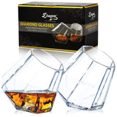 Dragon Glassware front view of two diamond whiskey glasses showing elegant presentation