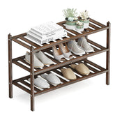 Dranixly front view mocha shoe rack showing tidy organization benefit