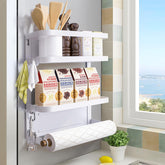 Dr.BeTree front view of magnetic spice rack showing organized spices and tidy counter benefit