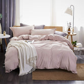 Dreaming Wapiti duvet cover front view showing soft pink mocha color and neat fit