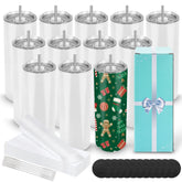 D·S 20oz tumbler front packaging showing clean sublimation-ready surface and included accessories