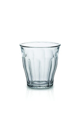 Duralex Picardie clear tumblers front view showing classic ridged design and durability