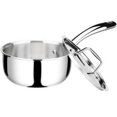 Duxtop front view with lid showing compact, even-heating pot benefit