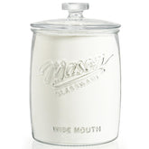 Dwbligt front view of 1 gallon jar showing clear glass and capacity