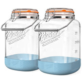 Dwbligt front view of square jar showing clear glass and contents for easy identification