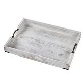 DXHAWRK front view of whitewashed serving tray showing rustic appeal and sturdy surface