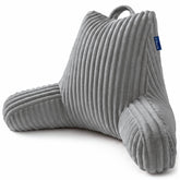 E-Yoochi front view grey reading pillow showing supportive profile and comfort