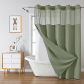 eachope front view of sage green curtain showing full coverage and clean look