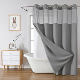 eachope front view of grey curtain showing clean modern look and easy installation