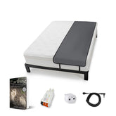 Earthing front view of Elite Sleep Mat showing full length and brand benefit of full-bed coverage