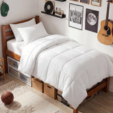 EASELAND twin xl front view showing clean white comforter and neat fit