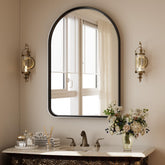 Easly arched mirror front view creates modern focal point and clear reflection