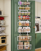 Eastherry front view of over the door organizer showing neat vertical storage benefit