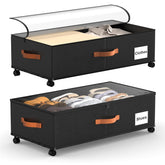 Eastherry front view of two underbed storage containers, maximizing space
