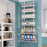 Eastherry front view of white 6-tier over the door rack showing organized storage benefit
