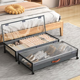 Eastherry front view of grey underbed drawer showing neat storage and easy access
