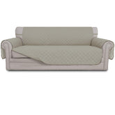 Easy-Going front view showing beige cover on three-cushion sofa, protects upholstery