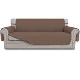 Easy-Going front view of brown 3-cushion cover showing full sofa protection