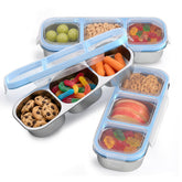 EC-Gaze front view of three-pack snack containers showing compact set and benefit of rotation
