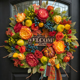 EcoRing front door wreath showing full autumn harvest and curb appeal