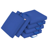 ECR4Kids front view of six blue cushions showing portable classroom seating benefit