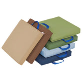 ECR4Kids front view of six square cushions showing compact classroom storage benefit