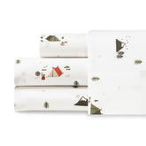 Eddie Bauer twin sheet set front packaging showing camping print and included pieces for easy selection
