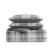 Eddie Bauer front view comforter on bed showcasing plaid warmth