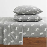 Eddie Bauer full flat sheet front view shows clean Elk Grove Grey and tidy hem for bedroom styling
