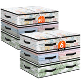 EdenDwell front view of six clear under-bed bags showing compact organization
