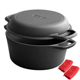 EDGING CASTING dutch oven front view showing sturdy pot and skillet lid, durable cooking