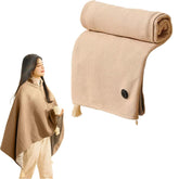 Edottbag front view khaki shawl showing full coverage and cozy look