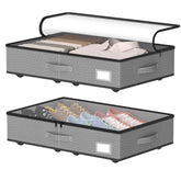 EE-RoomWorld front view of grey under bed storage showing compact profile and neat organization benefit