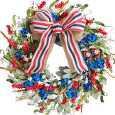 egolot front door wreath showing patriotic flowers and curb appeal