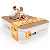 EISENFUER front view of queen air mattress showing elevated comfort and easy setup