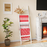 EleganfurHony front view of five-layer bamboo ladder showing neat towel display and space saving