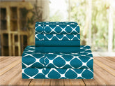Elegant Comfort front packaging showing Bloomingdale teal and set contents, highlights value