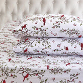 Elegant Comfort cardinal full sheet set front view showing festive color and cozy appeal