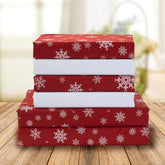 Elegant Comfort Snow Flake Burgundy front view showing full king sheet set and festive pattern benefit