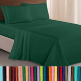 Elegant Comfort front view of hunter green California King set showing luxury look and color retention