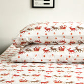 Elegant Comfort front packaging showing festive queen flannel set and easy benefits