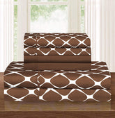 Elegant Comfort king sheet set front view showing full chocolate brown bedding and neat tuck