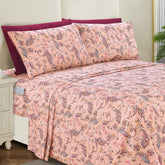 Elegant Comfort front view of paisley coral sheet set showing full bed styling and neat fit