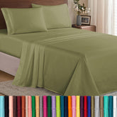 Elegant Comfort front packaging showing queen 4-piece set and color benefits