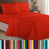 Elegant Comfort red flat sheet displayed neatly on bed, showing luxurious look