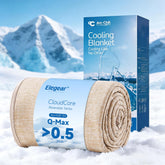 Elegear front view of twin cooling blanket showing full beige coverage and neat finish